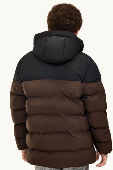 Kinder Buben - Steppjacke mit Kapuze - gefüttert - wasserabweisend - braun / dunkelblau