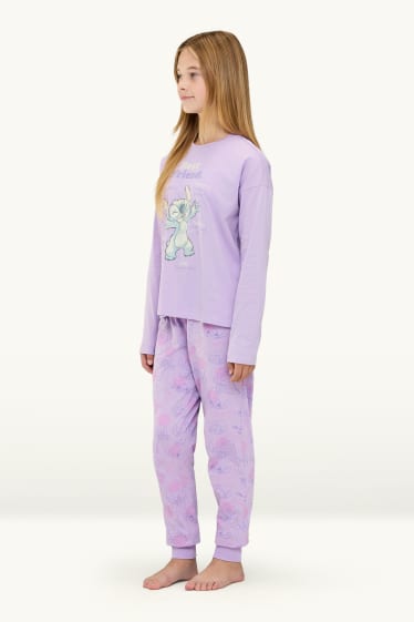 Copii - Fete - Lilo & Stitch - pijama - 2 piese - aspect lucios - mov