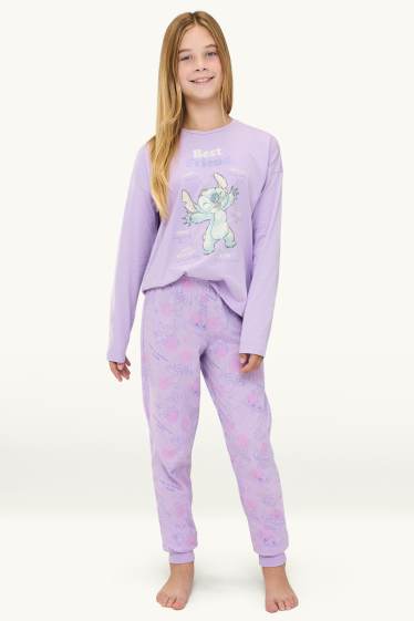 Copii - Fete - Lilo & Stitch - pijama - 2 piese - aspect lucios - mov