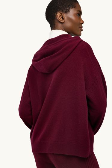 Dames - Hoodie van kasjmier - bordeaux