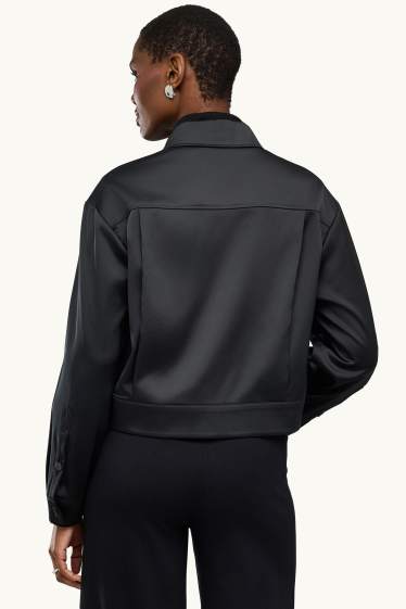 Women - Satin bomber jacket - black