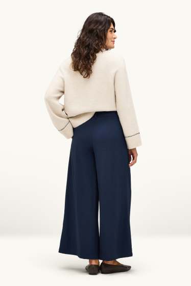 Dona - Pantalons de tela - high waist - wide leg - blau fosc