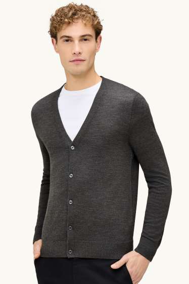 Hommes - Gilet en laine mérinos - mélange gris foncé