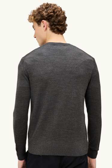 Hommes - Gilet en laine mérinos - mélange gris foncé