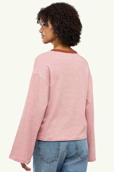 Femmes - Haut à manches longues - Oversize - à rayures - rose