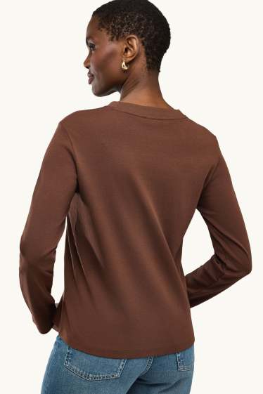 Dona - Samarreta de màniga llarga - regular fit - marró