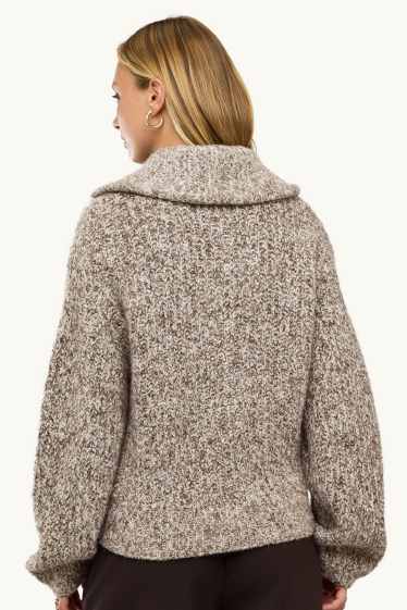 Femei - Cardigan tricotat - reiat - bej melanj