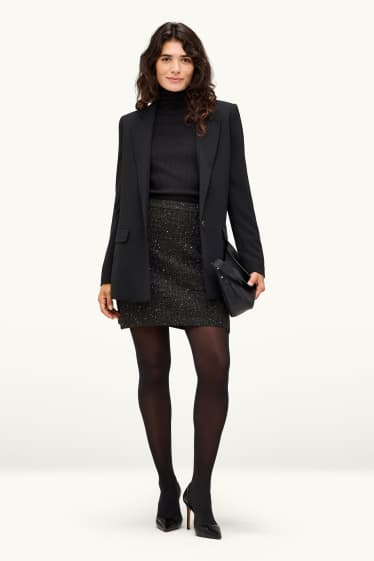 Dames - Minirok - glanseffect - zwart