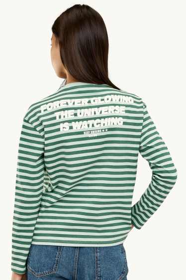 Children Girls - Long sleeve top - striped - green