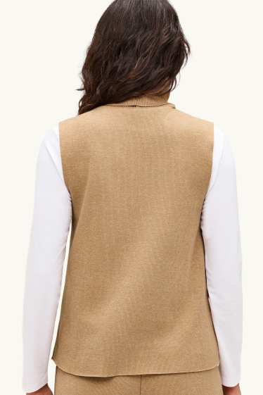 Damen - Rollkragentop - gerippt - beige