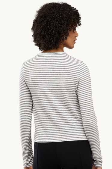 Women - Cardigan - striped - dark gray / light gray