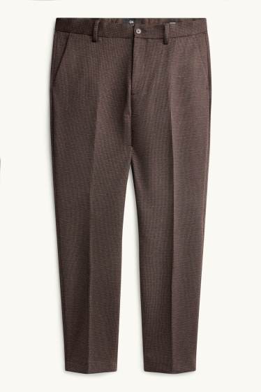Hommes - Pantalon de costume - slim fit - texturé - marron foncé