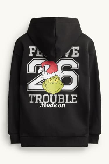 Kinder Mädchen - Der Grinch - Weihnachts-Hoodie - Glanz-Effekt - schwarz