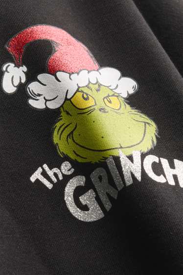 Kinder Mädchen - Der Grinch - Weihnachts-Hoodie - Glanz-Effekt - schwarz