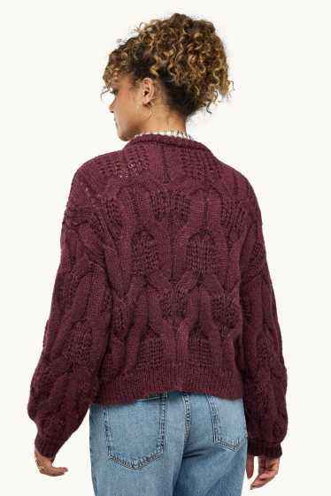 Dames - Vest - kabelpatroon - paars