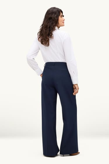 Femmes - Pantalon de bureau - mid waist - regular fit - bleu foncé