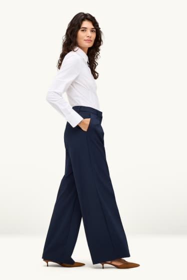 Femmes - Pantalon de bureau - mid waist - regular fit - bleu foncé