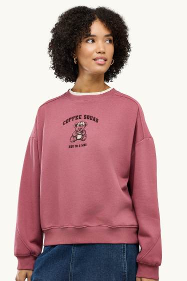 Damen - Oversized-Sweatshirt - dunkelrosa