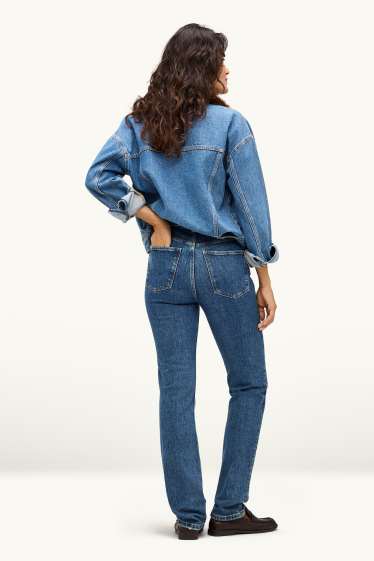 Damen - Straight Jeans - High Waist - jeansblau