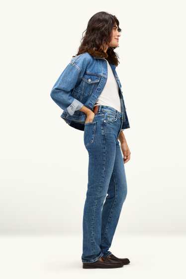 Damen - Straight Jeans - High Waist - jeansblau