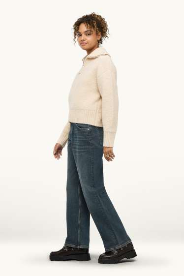 Dames - Baggy jeans - mid waist - jeansdonkerblauw