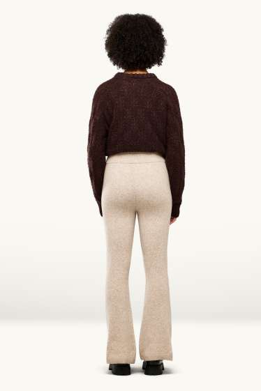 Donna - Pantaloni sportivi in maglia - beige melange