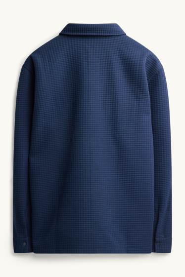 Hommes - Veste-chemise - relaxed fit - col kent - finition texturée - bleu foncé