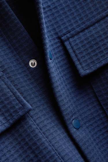 Hommes - Veste-chemise - relaxed fit - col kent - finition texturée - bleu foncé