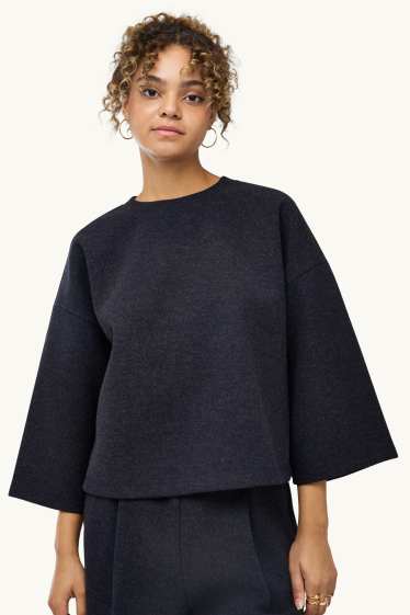 Dona - Dessuadora oversized - blau fosc jaspiat