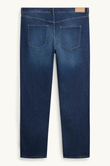 Femei - Straight jeans - talie medie - LYCRA® - denim-albastru închis