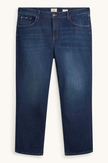 Femei - Straight jeans - talie medie - LYCRA® - denim-albastru închis