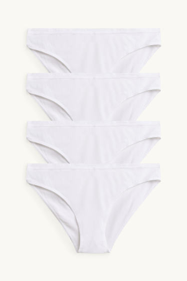 Dames - Set van 4 - slip - wit