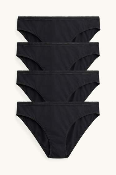 Dames - Set van 4 - slip - zwart