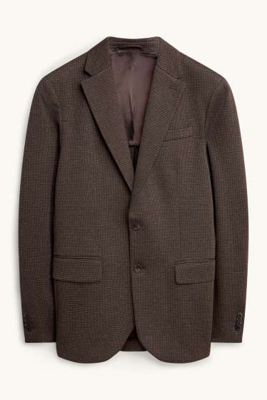 Uomo - Giacca coordinabile - slim fit - tramata - marrone scuro