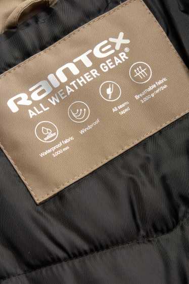 Kinder Buben - Regenjacke mit Kapuze - gefüttert - wasserdicht - beige