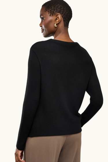 Femmes - Haut à manches longues - slim fit - noir