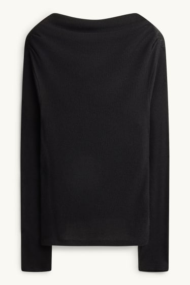 Femmes - Haut à manches longues - slim fit - noir
