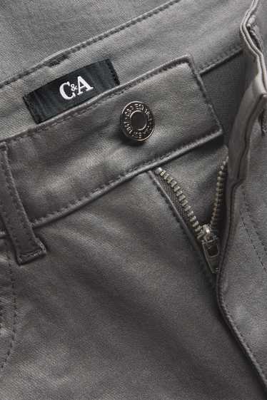 Dámské - Plátěné kalhoty - mid waist - skinny fit - imitace kůže - černá