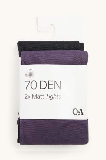 Dames - Set van 2 - panty - 70 DEN - paars