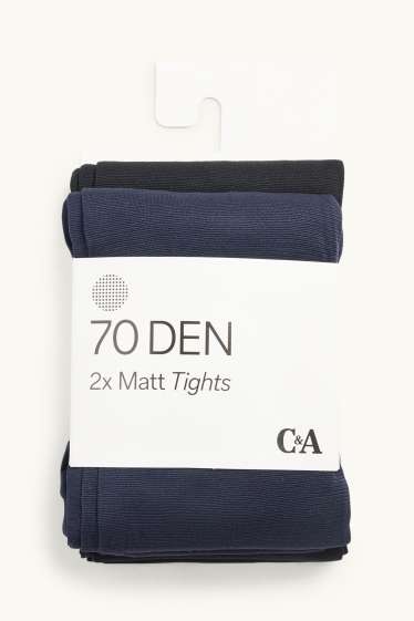 Dames - Set van 2 - panty - 70 DEN - blauw / zwart
