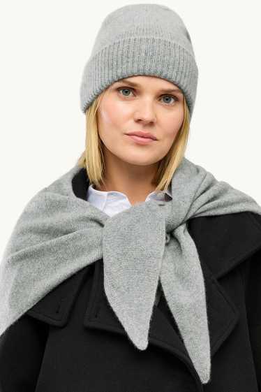Damen - Kaschmir-Beanie - hellgrau