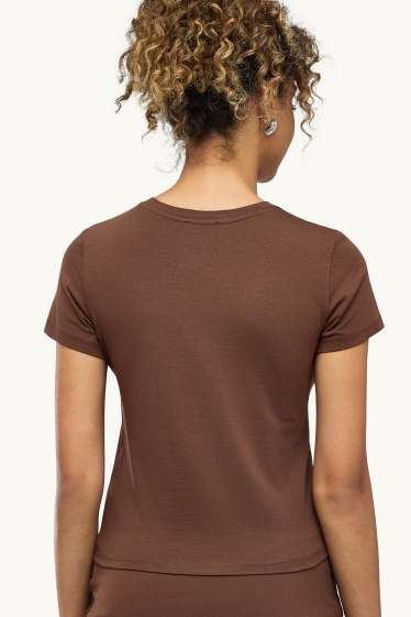 Damen - T-Shirt - Slim Fit - braun