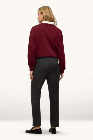 Damen - Stoffhose - Mid Waist - Tapered Fit - schwarz
