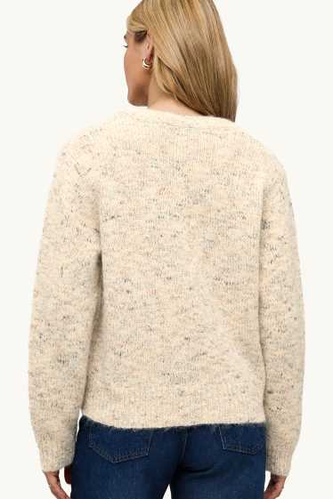Damen - Pullover mit V-Ausschnitt - beige-melange