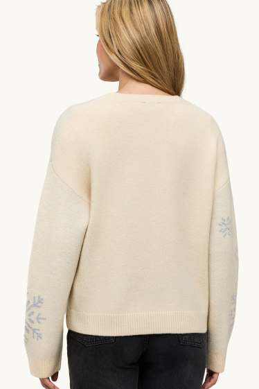 Dames - Trui - glanseffect - beige / zilver