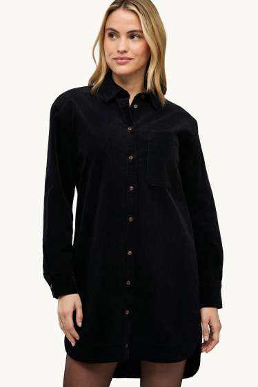 Women - Corduroy dress - straight fit - black