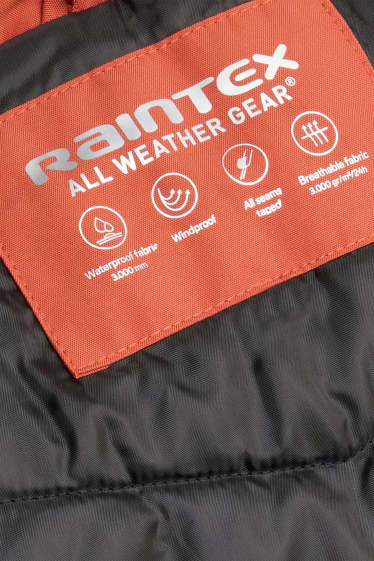 Kinder Buben - Regenjacke mit Kapuze - gefüttert - wasserdicht - coral