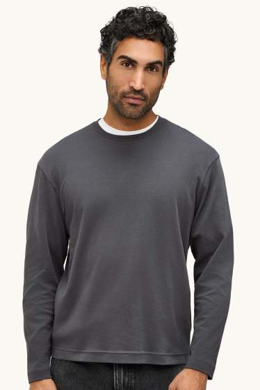 Men - Long sleeve top - relaxed fit - dark gray