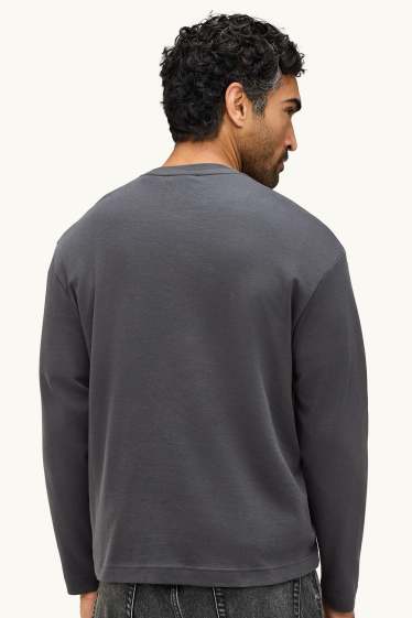 Men - Long sleeve top - relaxed fit - dark gray