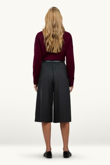 Donna - Culotte con cintura - vita media - gamba ampia - nero